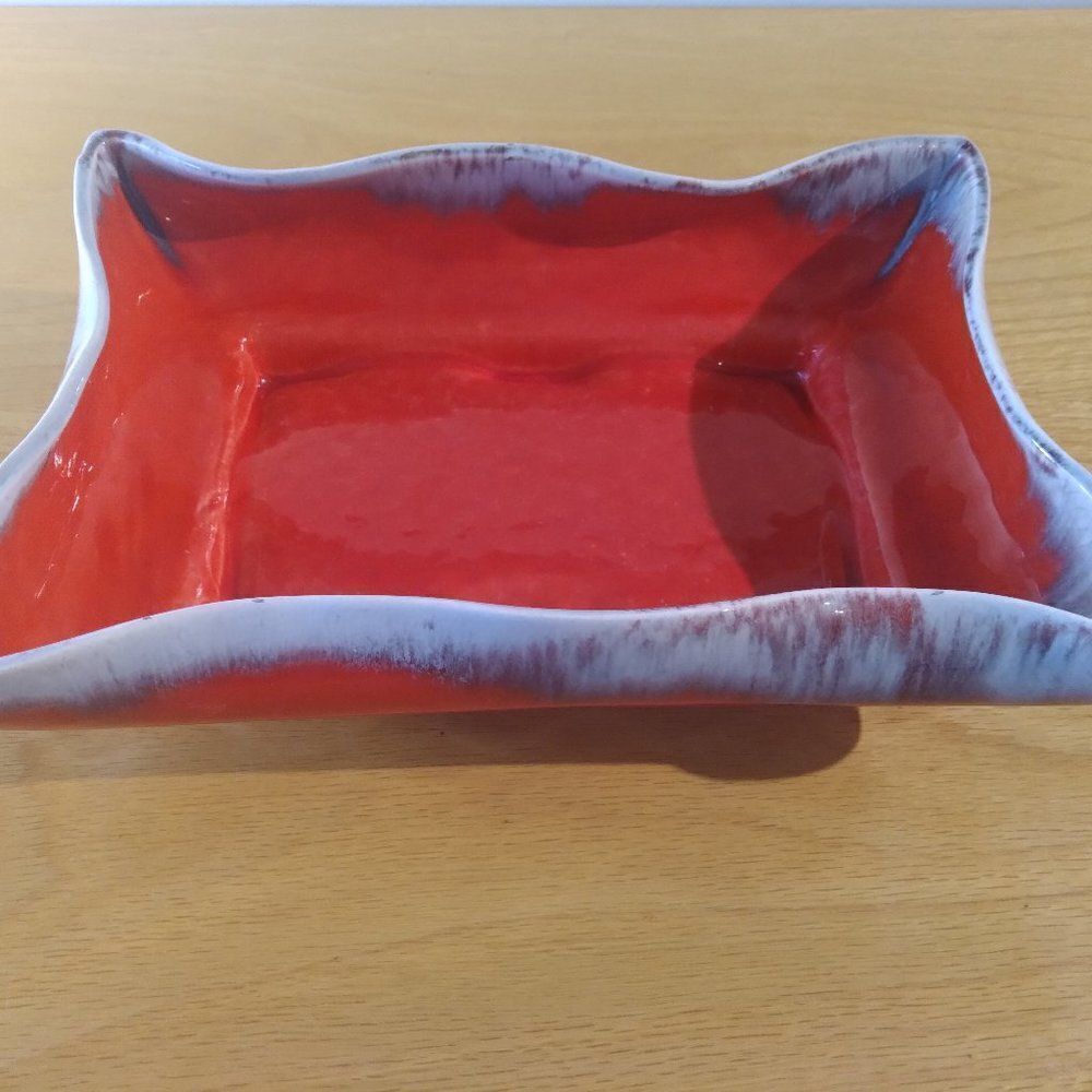 Vintage MCM Drip Pottery Ceramic Ashtray Trinket Tray